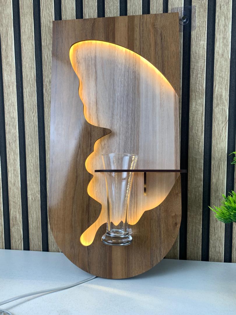 Panneau Mural Décoratif avec Éclairage LED Design Moderne en Bois V1 - تنزوت