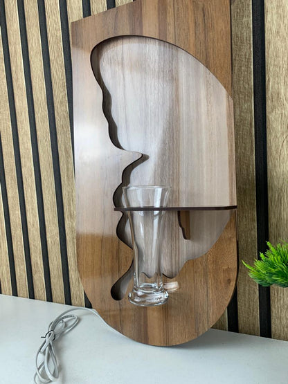 Panneau Mural Décoratif avec Éclairage LED Design Moderne en Bois V1 - تنزوت