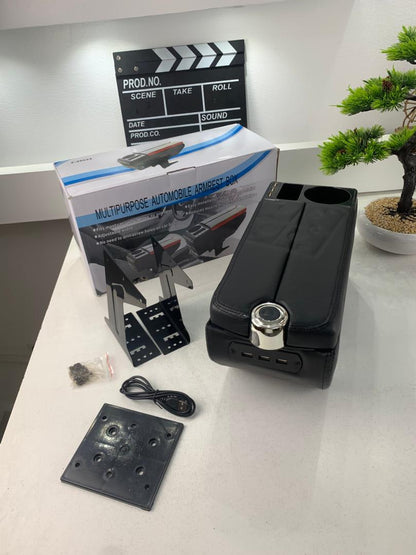 Organisateur de Console Centrale Voiture avec Accoudoir et Porte-Gobelet USB – منظم أغراض ومسند سيارة تنزوت