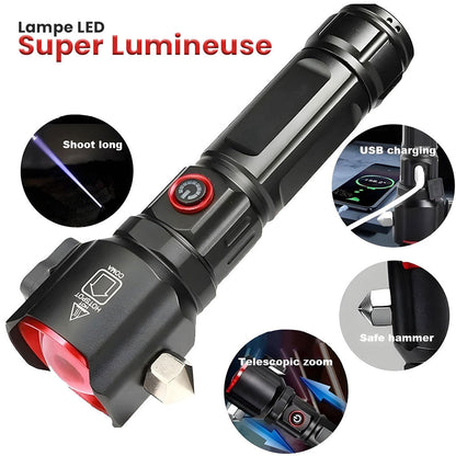 Lampe Torche Multifonctionnel LED Puissante Rechargeable par USB Avec PowerBank – طورش عالي السطوع تنزوت