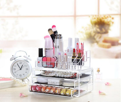 Boîte de rangement de maquillage acrylique avec 3 tiroirs تنزوت