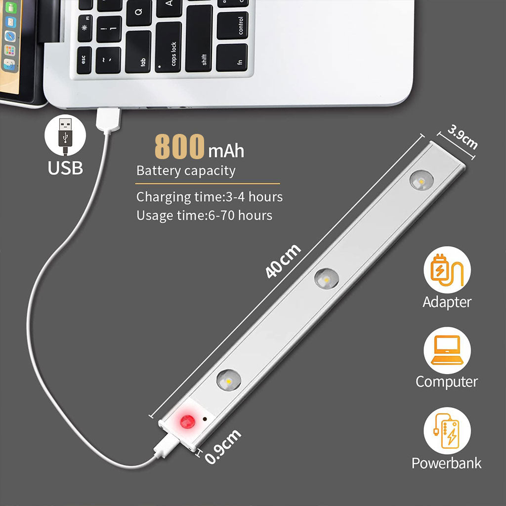 Lampe LED Rechargeable avec Détecteur De Mouvement Intérieur 3 Modes 40CM – مصباح مناطق ضيقة بعدة أوضاع - تنزوت