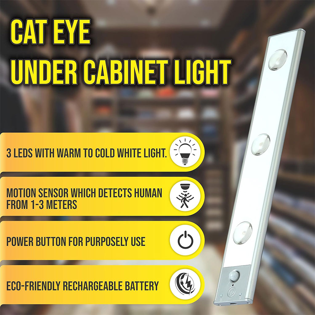 Lampe LED Rechargeable avec Détecteur De Mouvement Intérieur 3 Modes 40CM – مصباح مناطق ضيقة بعدة أوضاع - تنزوت