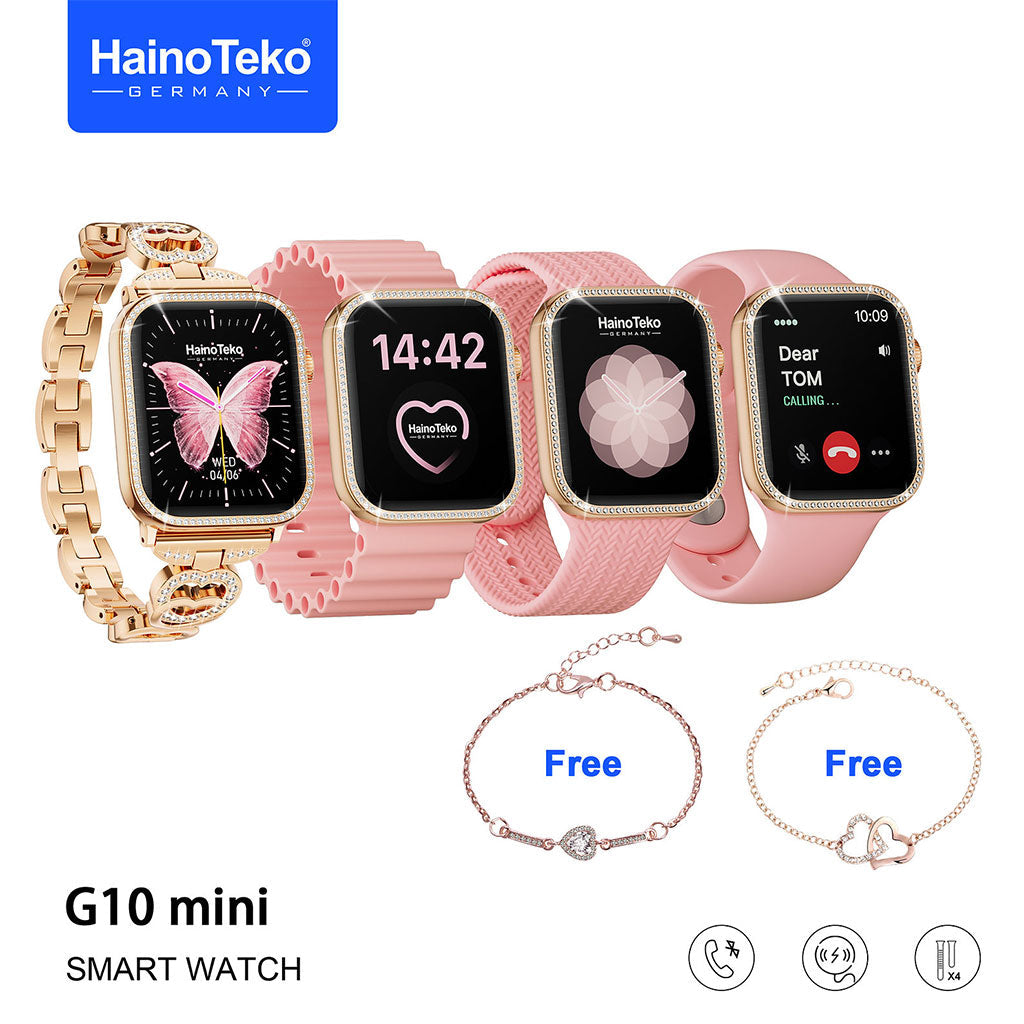 Haino Teko Germany G10 Mini Amoled Display 4 paires de bracelets – ساعة ذكية للنساء تنزوت