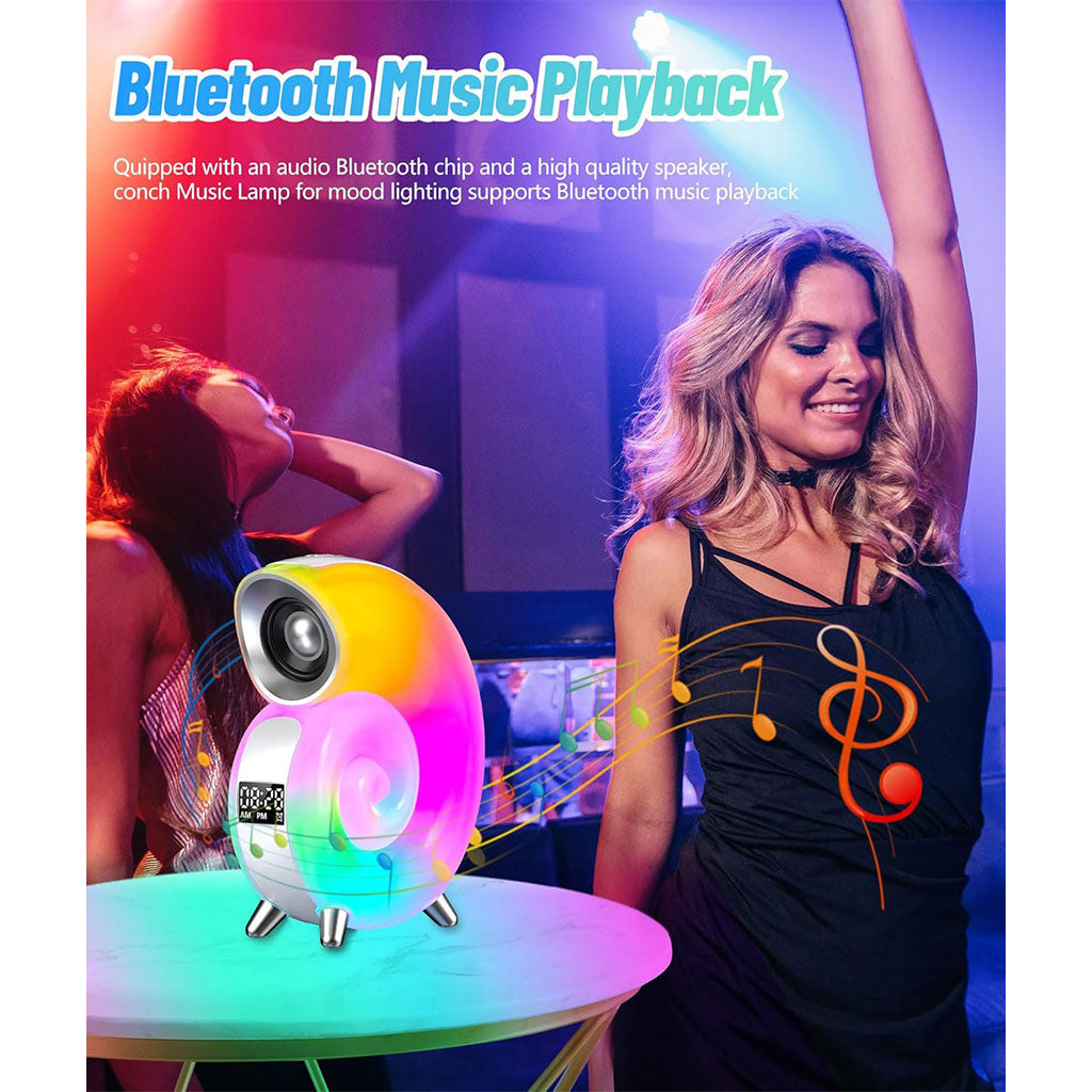 Lampe de Table avec Haut-parleur Bluetooth RGB – مكبر صوت ومنبه على شكل محارة تنزوت