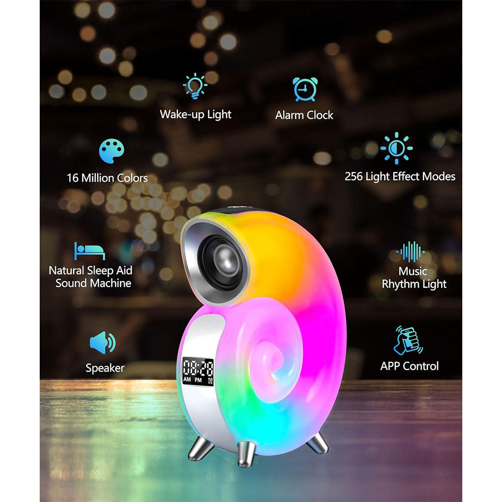 Lampe de Table avec Haut-parleur Bluetooth RGB – مكبر صوت ومنبه على شكل محارة تنزوت