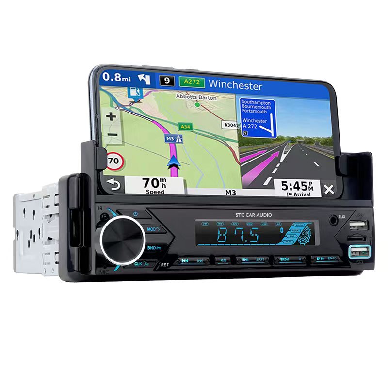 Poste radio BT In-dash 1 Din Fm Aux-in Récepteur SD USB avec support de téléphone - تنزوت