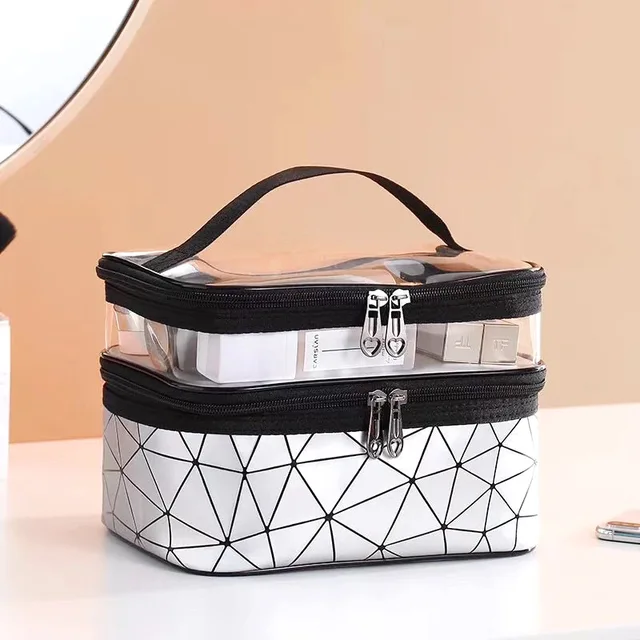 Trousse de maquillage et cosmétiques double couche étanche V1 تنزوت