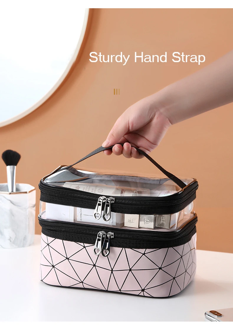 Trousse de maquillage et cosmétiques double couche étanche V1 تنزوت