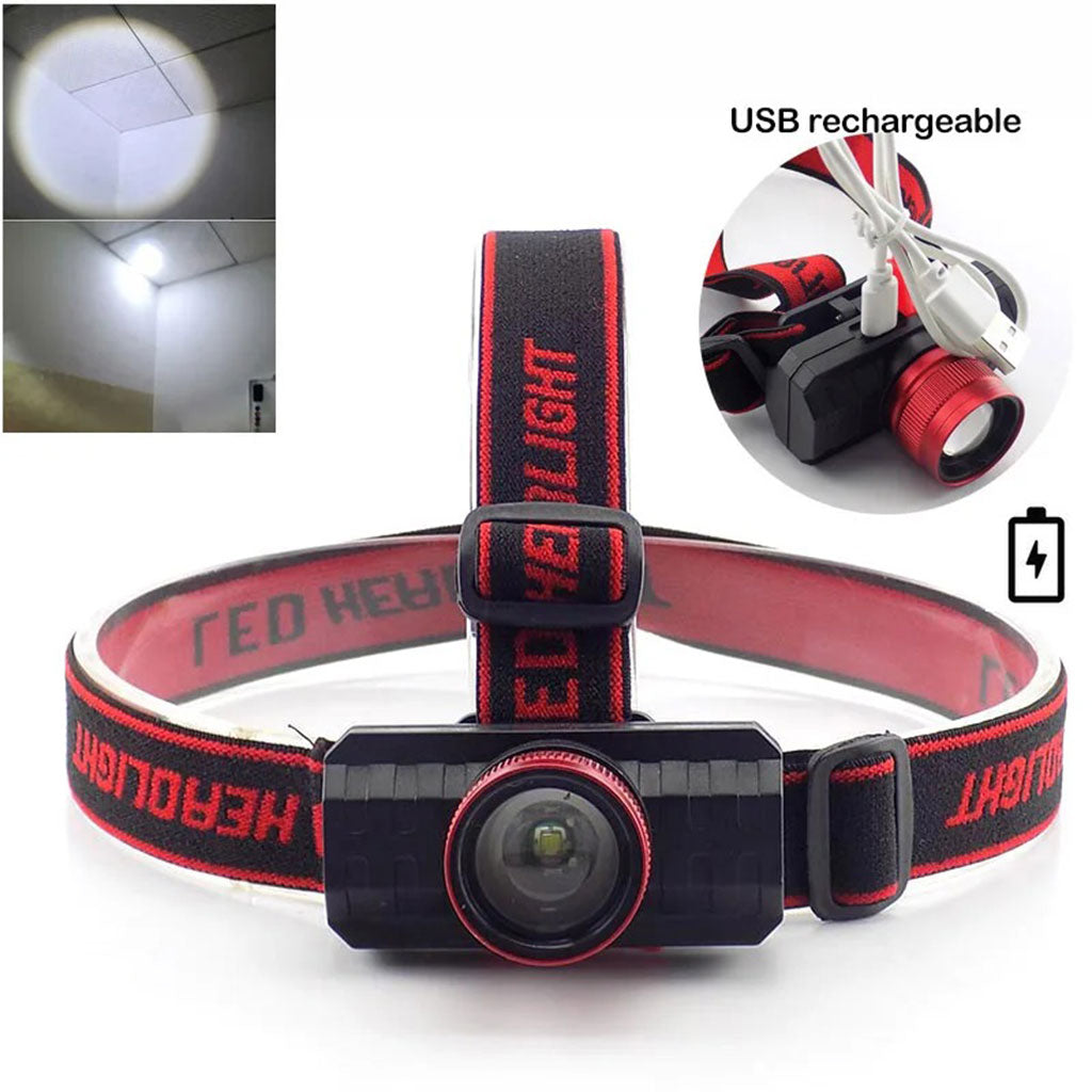 Lampe Frontale 3 Modes Rechargeable – مصباح تخييم عالي السطوع تنزوت