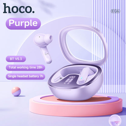 Écouteurs sans fil Bluetooth 5.3 HOCO EQ6 Purple – سماعات لاسلكية أصلية تنزوت