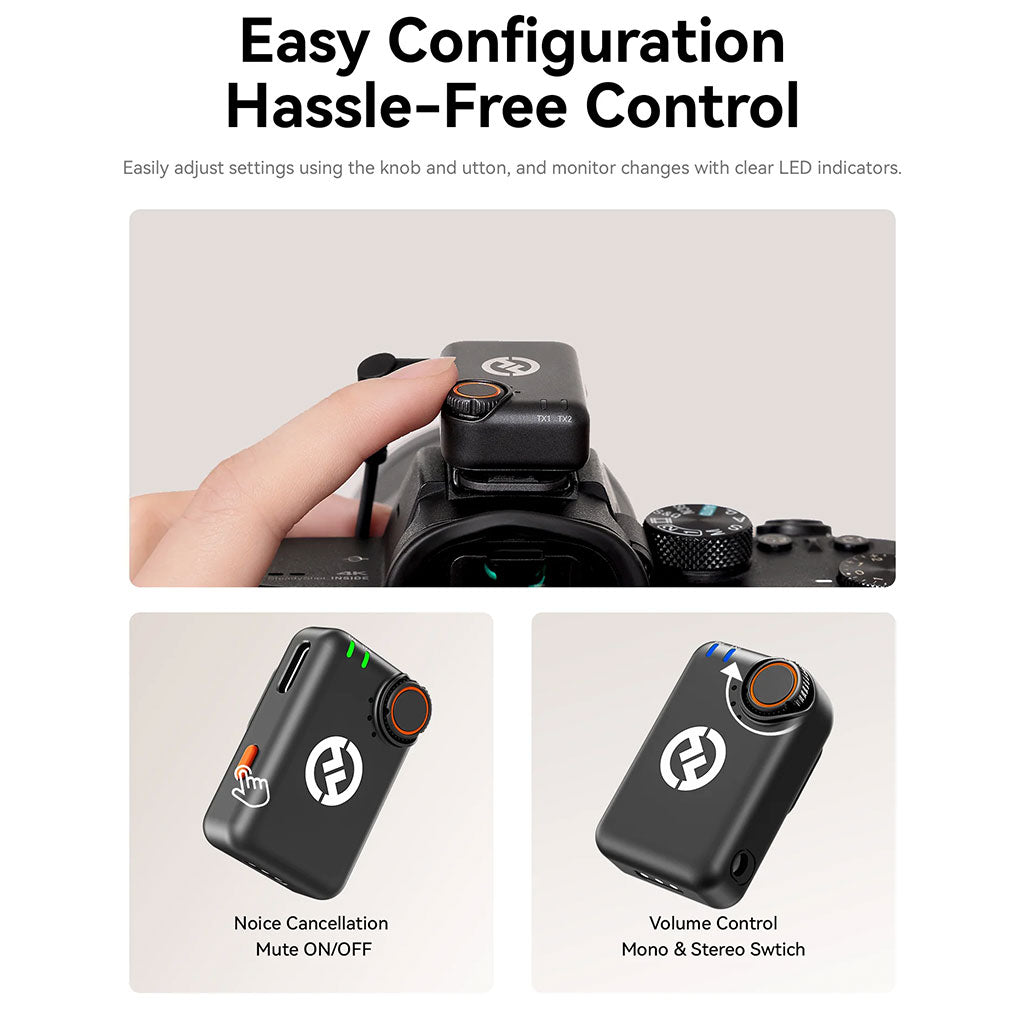 Microphone cravate sans fil Hollyland Lark M2S Combo (récepteur caméra + récepteur USB-C + câble Lightning) تنزوت