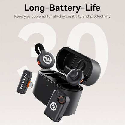 Microphone cravate sans fil Hollyland Lark M2S Combo (récepteur caméra + récepteur USB-C + câble Lightning) تنزوت