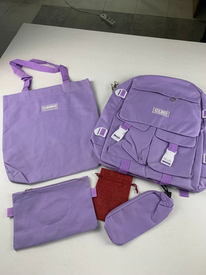 Ensemble de sacs d’école Kawai pour adolescents 5Pcs CLBD V2 Mauve – محفظة 5 قطع كاواي بنفسجي تنزوت