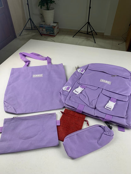 Ensemble de sacs d’école Kawai pour adolescents 5Pcs CLBD V2 Mauve – محفظة 5 قطع كاواي بنفسجي تنزوت