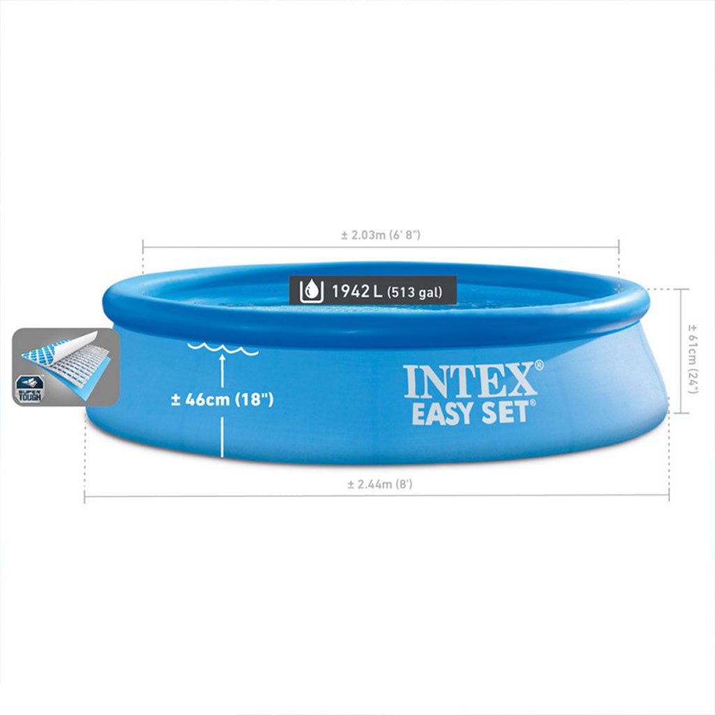 INTEX Piscine Gonflable Ronde Easy Set , Blue, L x 244x60cm 28106NP تنزوت