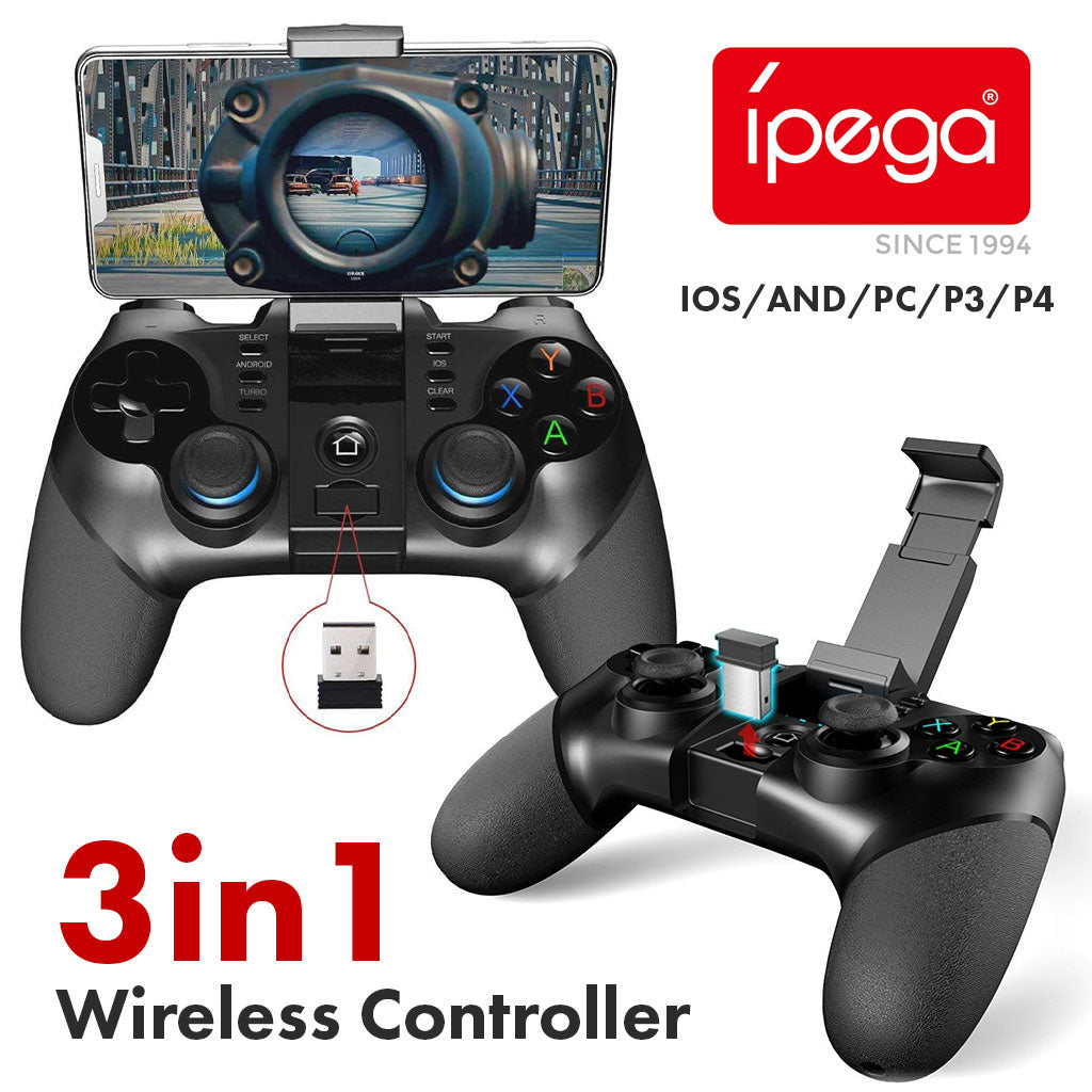 Manette de jeu sans fil IPEGA PG-9156 3en1 avec support téléphone – يد تحكم لاسلكية - تنزوت