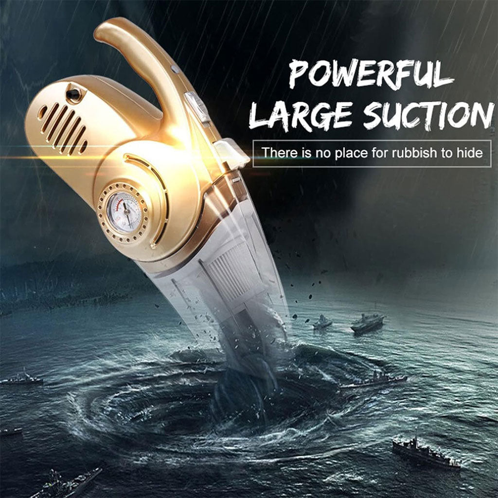 Aspirateur Portable 4 en 1 pour Voiture avec Gonfleur de Pneu Numérique – مكنسة كهربائية وجهاز نفخ العجلات - تنزوت