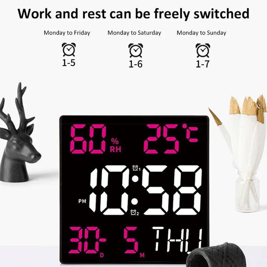 Horloge murale numérique forme carrée grand écran JH2301 – ساعة حائط رقمية تنزوت