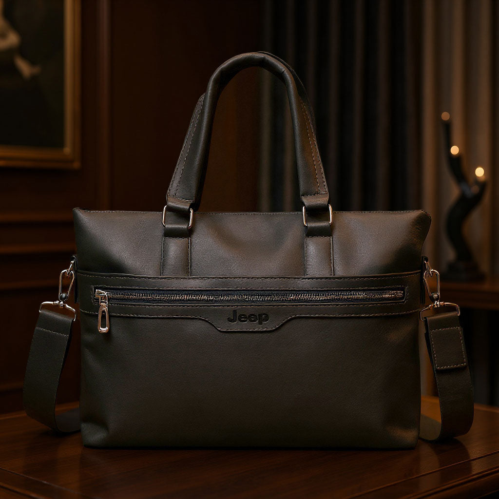 Cartable Homme en Simili Cuir Design Élégant Jeep 180551-12 Marron Clair – حقيبة جلدية لون بني فاتح تنزوت