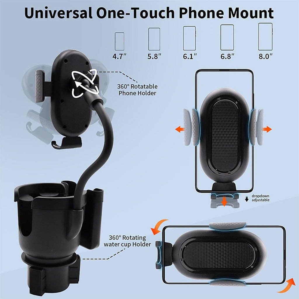 Support de téléphone pour voiture avec porte-gobelet rotation à 360° - حامل هواتف وأكواب في السيارة - تنزوت
