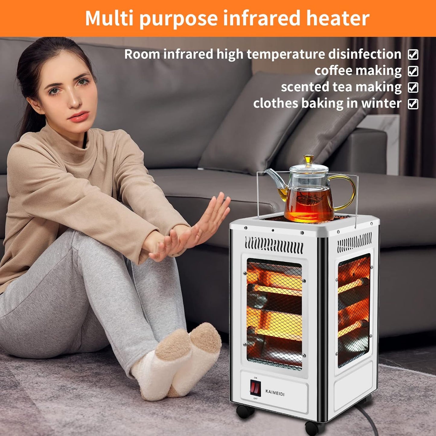 Chauffage Electrique et Gril 360 Degrés Eco Faible Consommation 5 façades 2000 W تنزوت