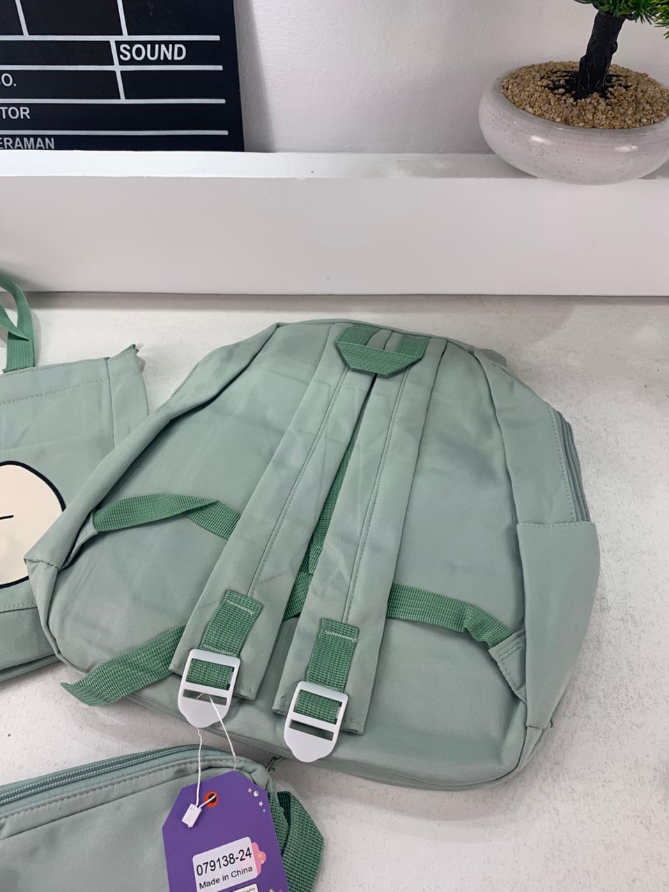Ensemble de Sacs Snorlax 3Pcs Design Kawaii Vert – حقيبة مدرسية 3 قطع لون أخضر تنزوت
