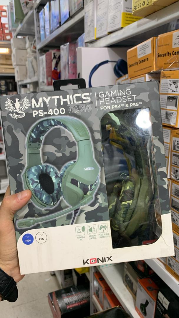 Konix Mythics Casque gaming filaire PS-400 pour console Haut-parleurs 40 mm - Microphone - Motif camouflage vert kaki - تنزوت