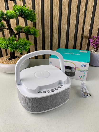 Haut Parleur Bluetooth Portable S301 à LED RGB chargement sans fil 15W – مكبر صوت بلوتوث وشاحن لاسلكي 2في1 - تنزوت