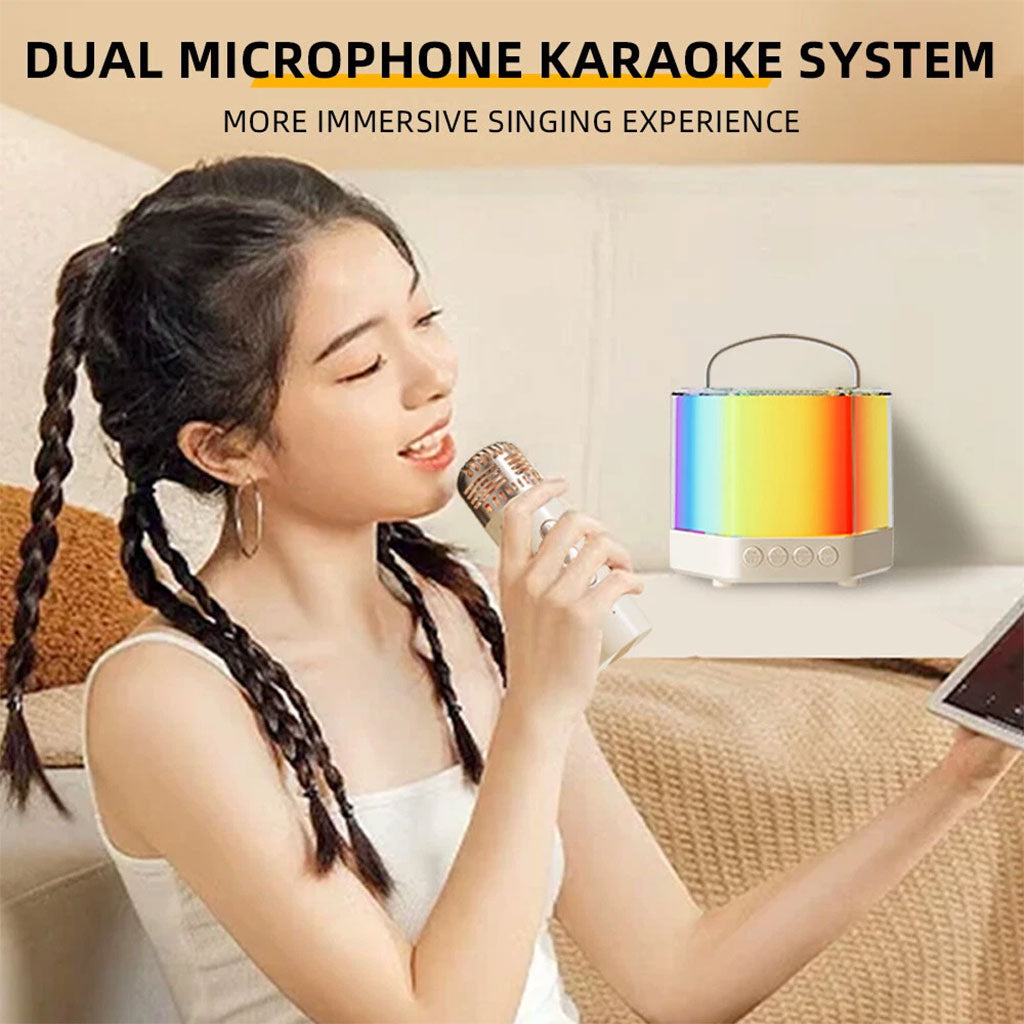 Enceinte Karaoké avec éclairage RVB et microphones sans fil – مكبر صوت كاريوكي تنزوت