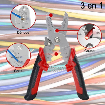 Coffret de sertissage 3en1 avec cosses 22-10 AWG – 170 pièces pour l’électricien - تنزوت