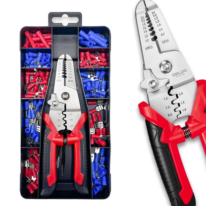 Coffret de sertissage 3en1 avec cosses 22-10 AWG – 170 pièces pour l’électricien - تنزوت