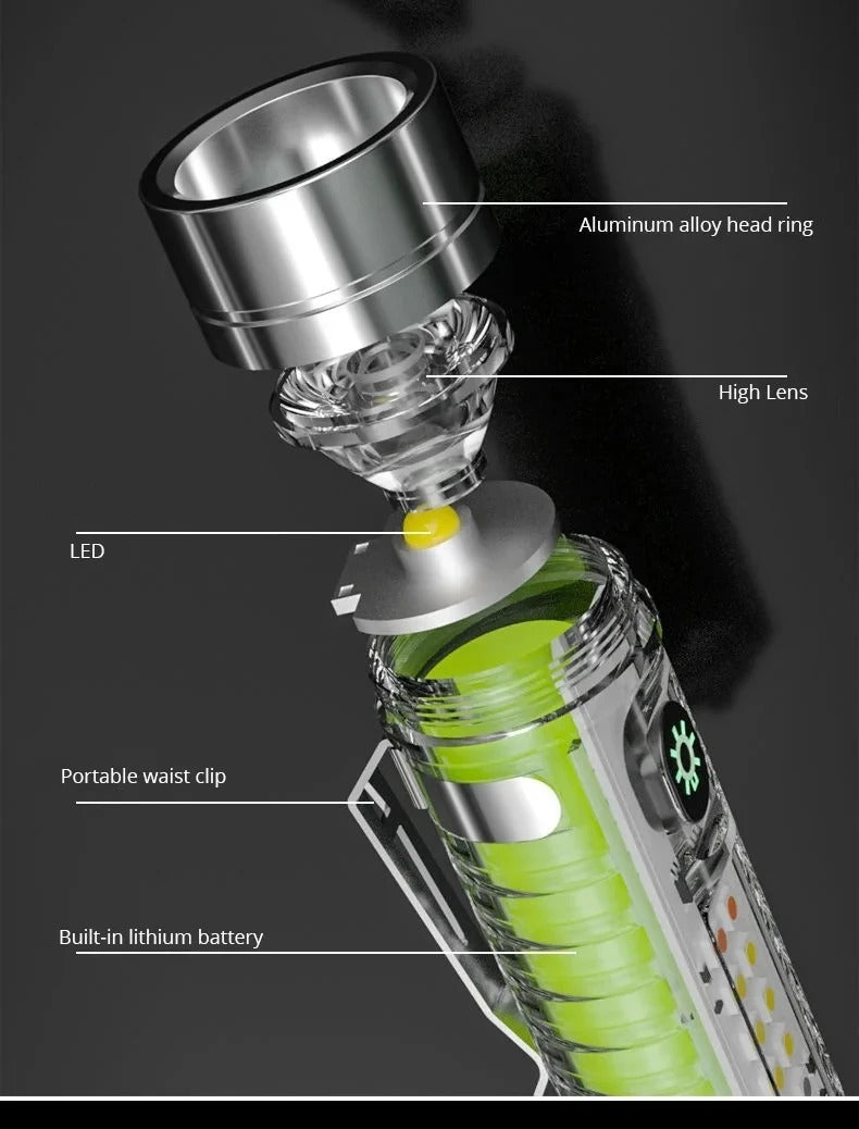 Mini lampe de poche LED multifonction super lumineuse avec aimant تنزوت