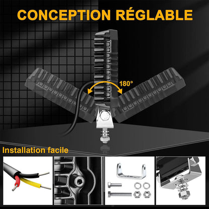 Phare LED Anti-brouillard 1PCS avec 5 Modes d’éclairage 12V-24V IP68 étanche – مصباح عالي السطوع للسيارات والدراجات النارية تنزوت