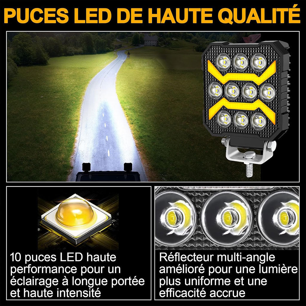 Phare LED Anti-brouillard 1PCS avec 5 Modes d’éclairage 12V-24V IP68 étanche – مصباح عالي السطوع للسيارات والدراجات النارية تنزوت