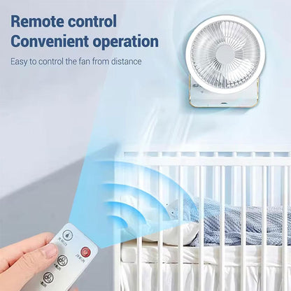 Ventilateur de Bureau Rechargeable Rotatif avec Lumière LED – مروحة مكتب قابلة للشحن تنزوت
