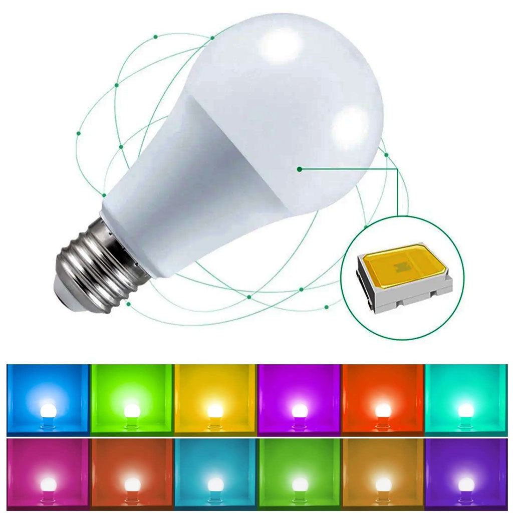 Ampoule LED RGBW E27 à intensité variable 16 couleurs – مصباح بأضواء ملونة - تنزوت