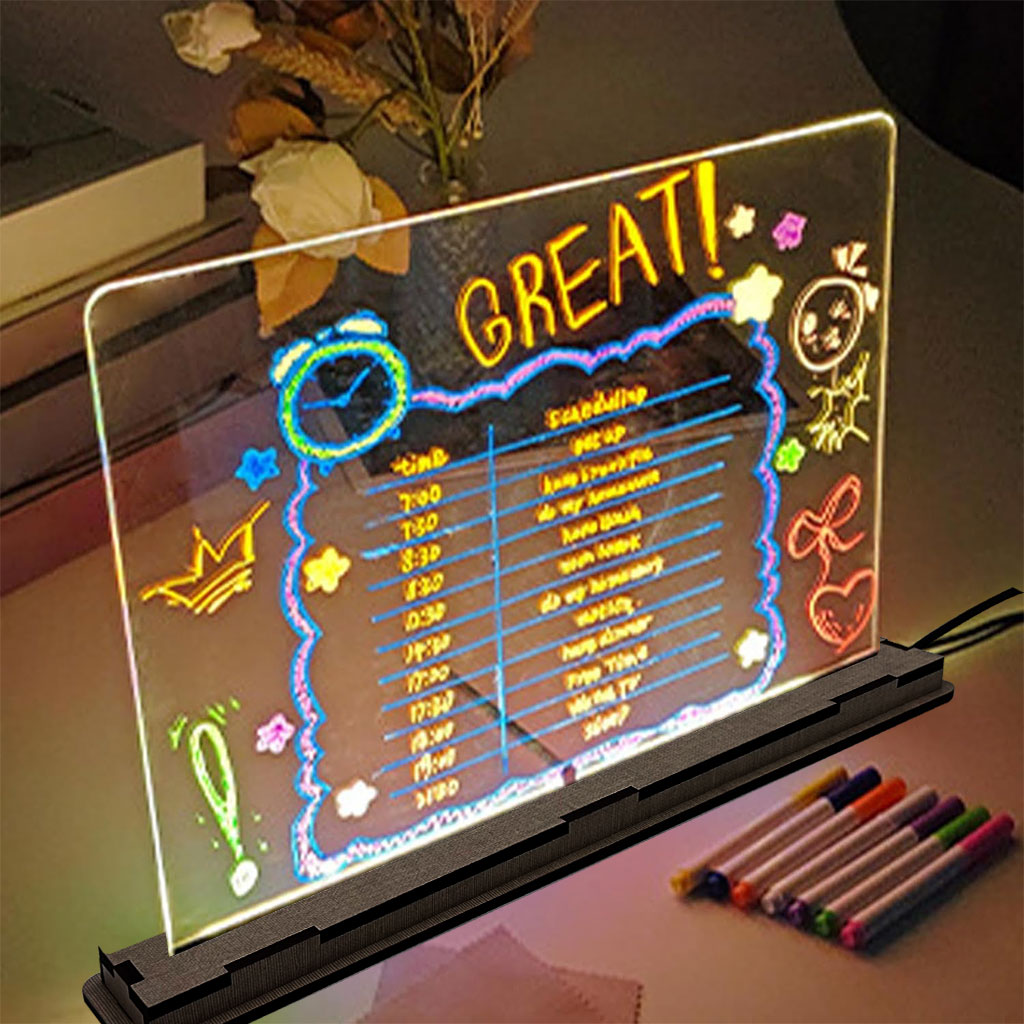 Tableau à Dessin LED coloré avec 4 stylos et Support 30x20cm – لوحة مضيئة للرسم والتلوين - تنزوت