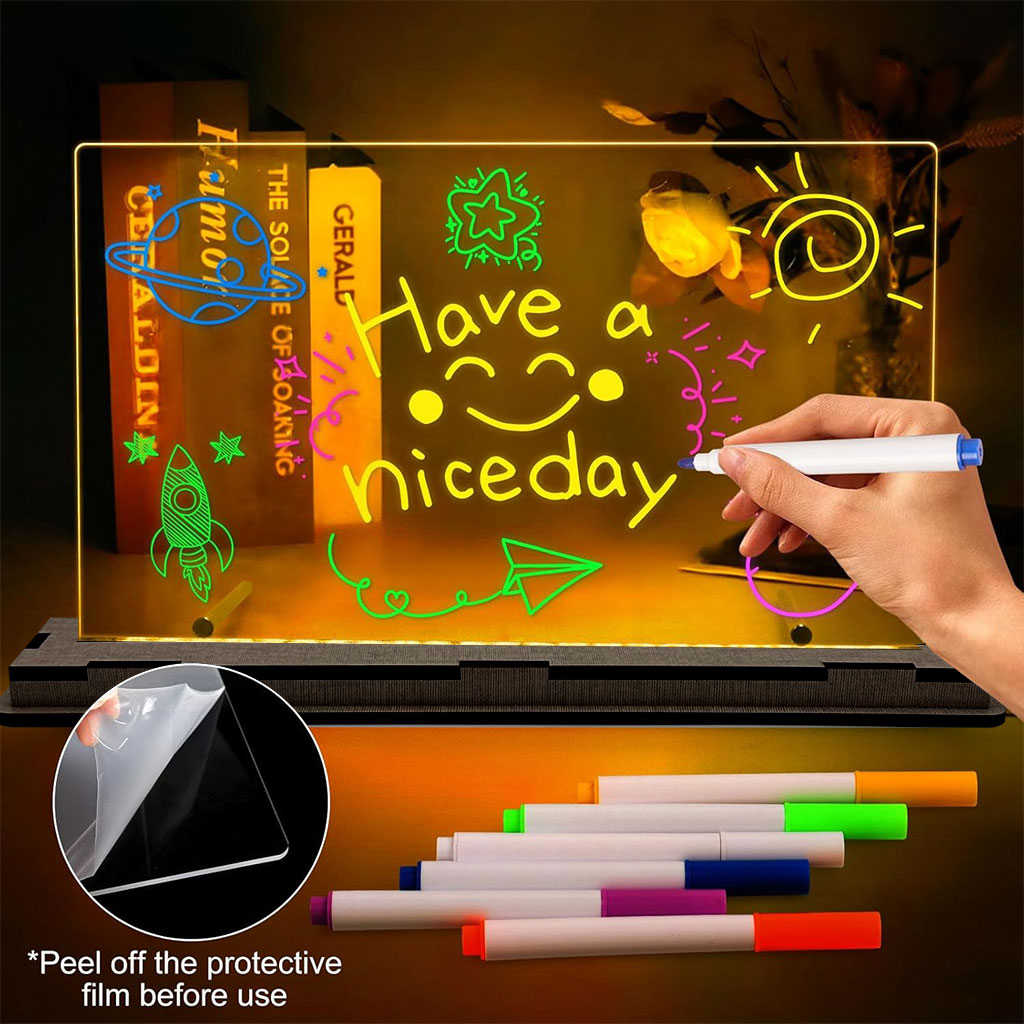 Tableau à Dessin LED coloré avec 4 stylos et Support 30x20cm – لوحة مضيئة للرسم والتلوين - تنزوت