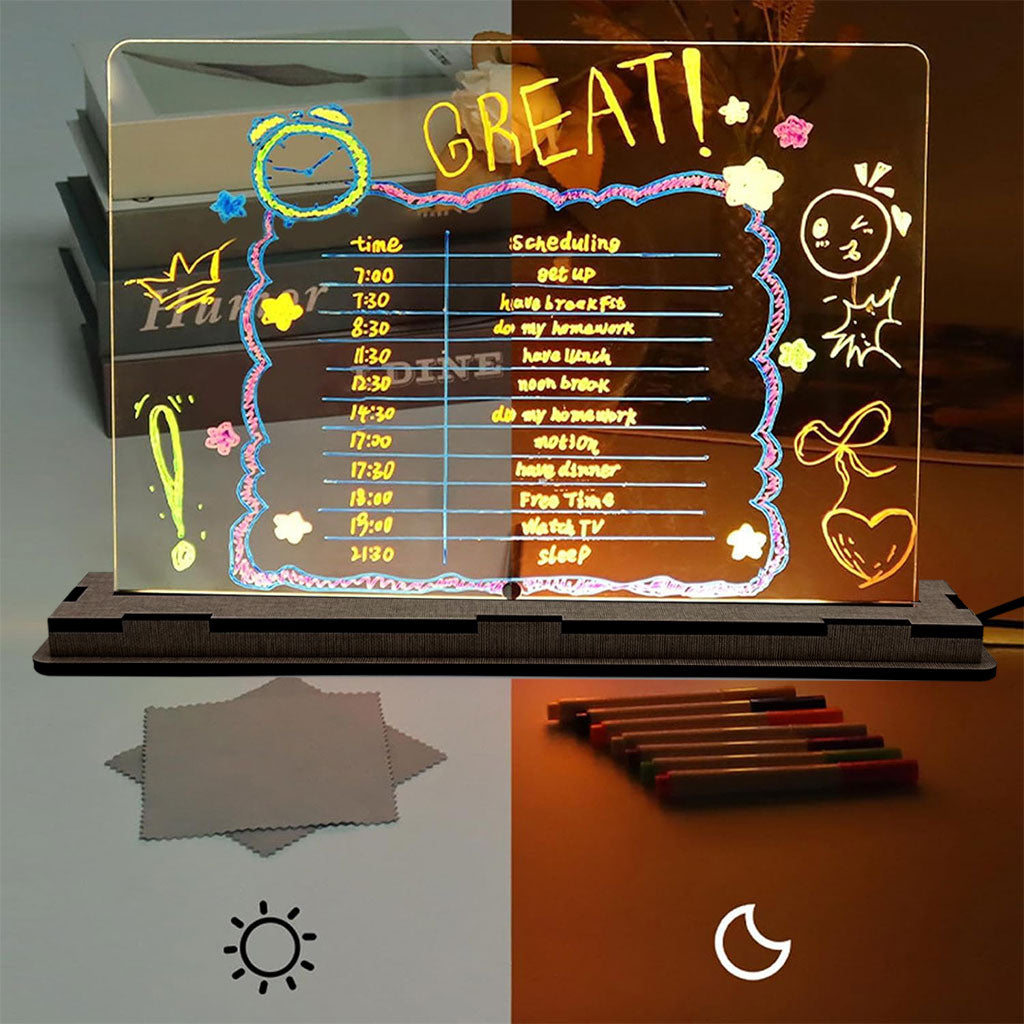 Tableau à Dessin LED coloré avec 4 stylos et Support 30x20cm – لوحة مضيئة للرسم والتلوين - تنزوت