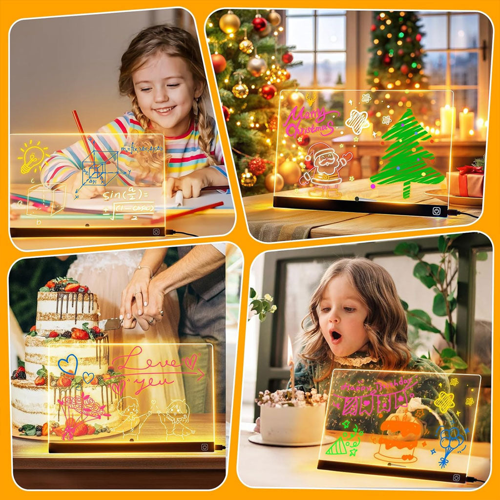 Tableau à Dessin LED coloré avec 4 stylos et Support 30x20cm – لوحة مضيئة للرسم والتلوين - تنزوت