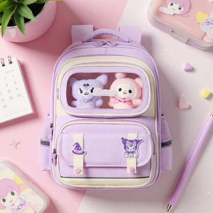 Sac à Dos Enfant Ludique avec Plusieurs Compartiment et un Peluche LM-5122 Mauve – حقيبة ظهر للأطفال بنفسجي تنزوت