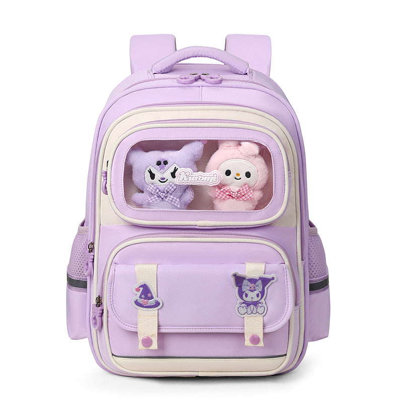 Sac à Dos Enfant Ludique avec Plusieurs Compartiment et un Peluche LM-5122 Bleu Nuit et Mauve – حقيبة ظهر للأطفال أزرق ليلي وبنفسجي تنزوت