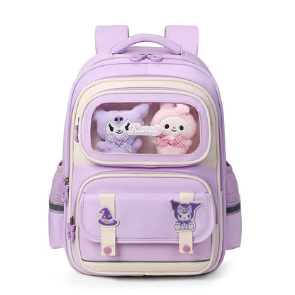 Sac à Dos Enfant Ludique avec Plusieurs Compartiment et un Peluche LM-5122 Bleu Nuit et Mauve – حقيبة ظهر للأطفال أزرق ليلي وبنفسجي تنزوت