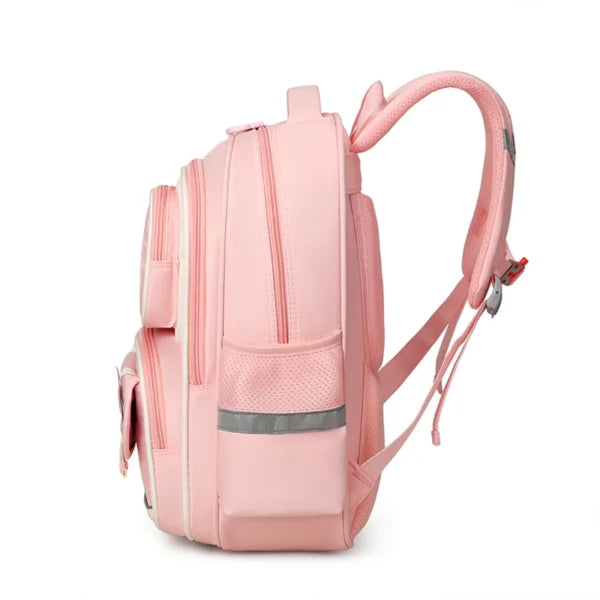 Sac à Dos Enfant Ludique avec Plusieurs Compartiment et un Peluche LM-5122 Rose – حقيبة ظهر للأطفال وردي تنزوت
