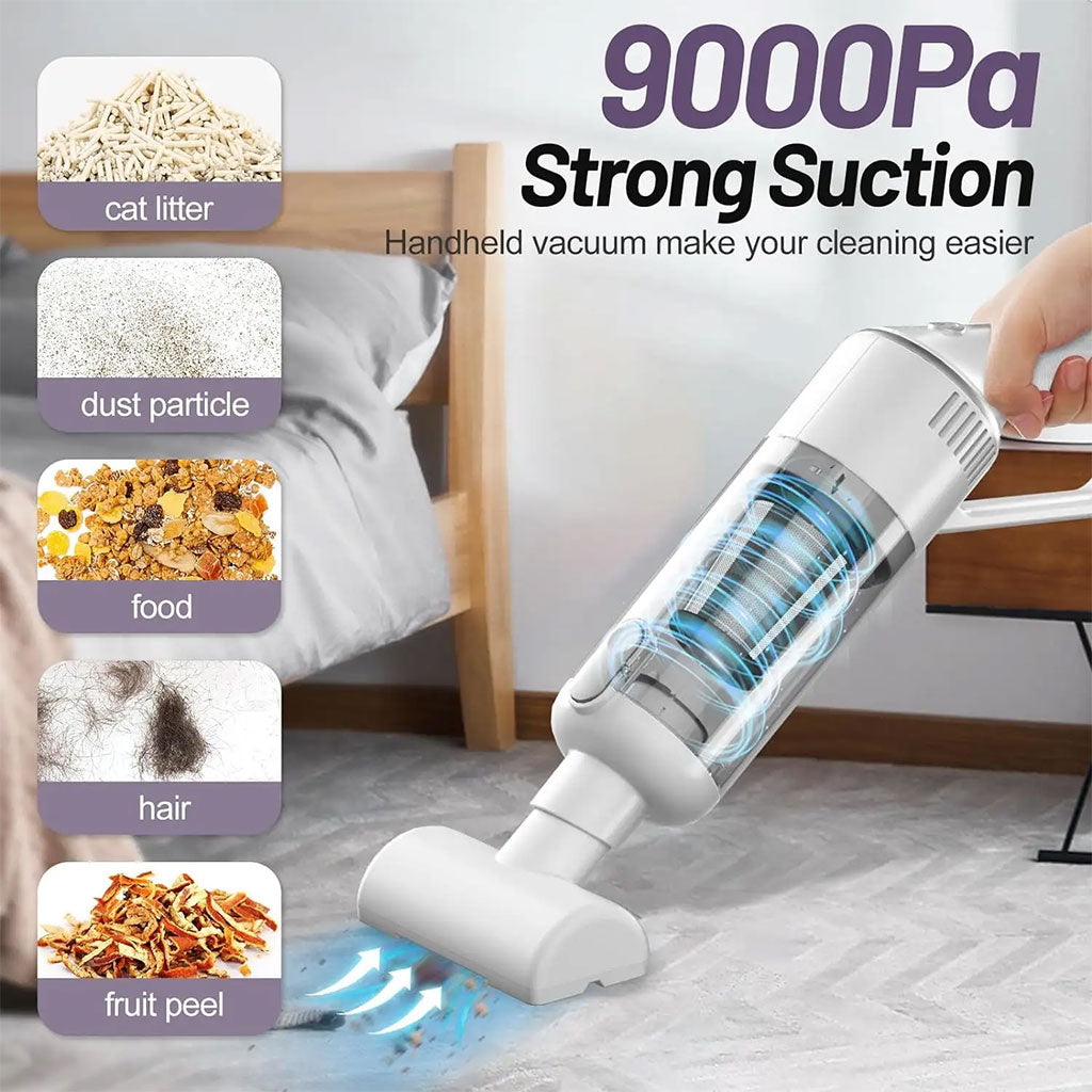 Aspirateur sans Fil Portable avec 4 Têtes Accessoires 9000Pa – مكنسة كهربائية محمولة - تنزوت