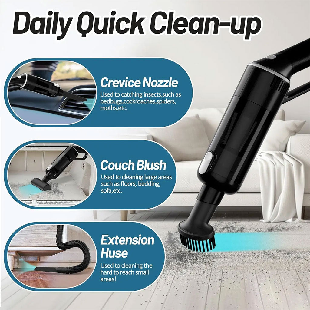Aspirateur sans Fil Portable avec 4 Têtes Accessoires 9000Pa – مكنسة كهربائية محمولة - تنزوت