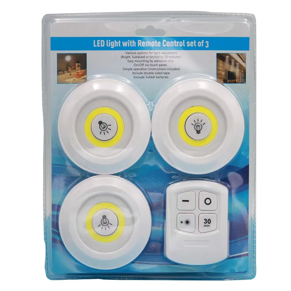 Kit de 3 lampes Led sans fil avec télécommande تنزوت