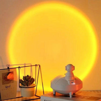 Lampe de coucher de soleil d'astronaute et humidificateur d'air sans fil, diffuseur à batterie Rechargeable1200mAh - تنزوت
