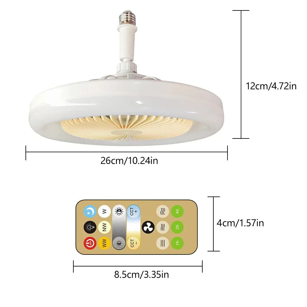 Lampe et Ventilateur de plafond silencieux avec télécommande 30W 220V تنزوت
